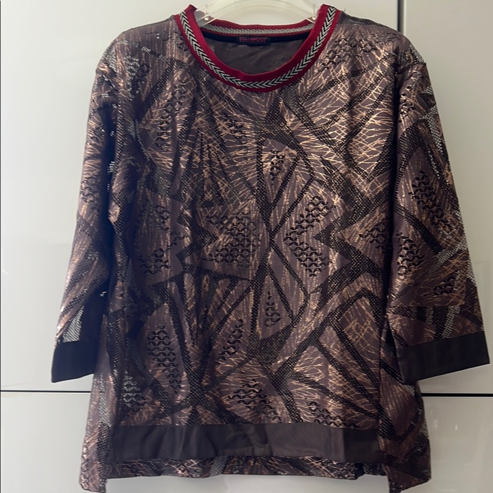 Custo Barcelona Brown Geometric Sweatshirt sheer
